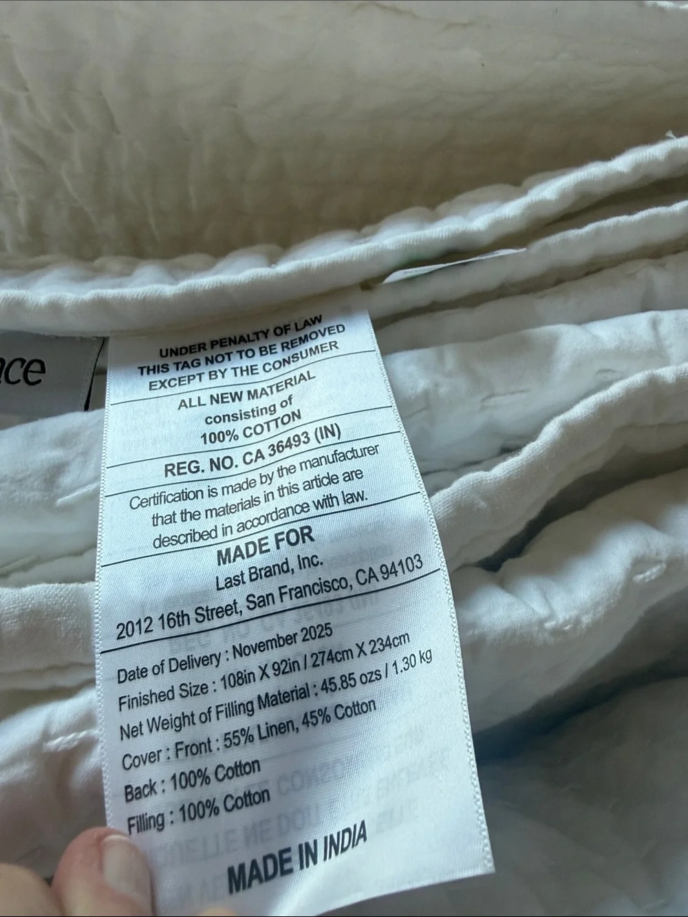 🤍 NWOT Quince European Linen Cotton Stitch Quilt King/Cal King White NWOT (2)